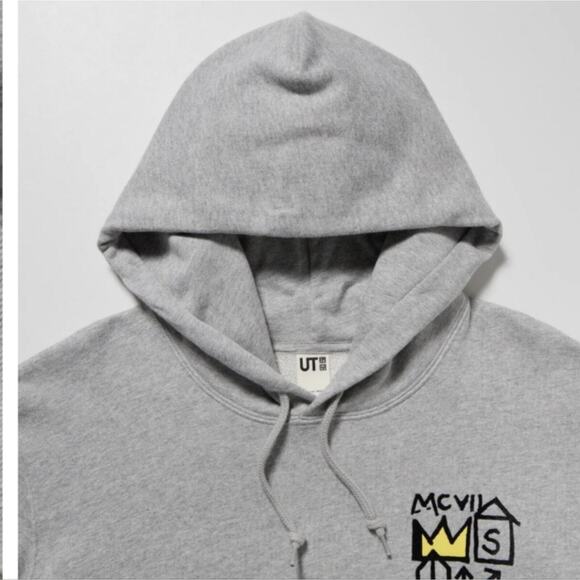 Uniqulo BASQUAIT Artist Grey Fleece Pocketed Hoodie XS - Picture 9 of 12